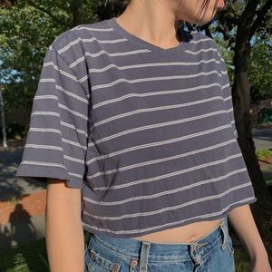 Blue striped crop top